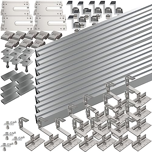 revolt Ziegeldach-Montage-Set: 68-teiliges Dachmontage-Set für 4 Solarmodule, flexibel (Montagesets Photovoltaik Ziegel, Befestigungsschienen) von revolt