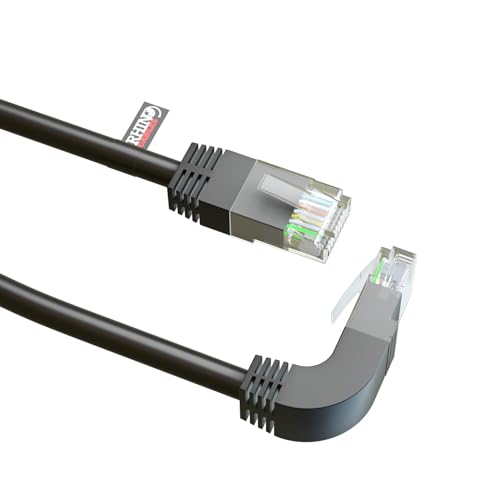 rhinocables® RJ45 Netzwerkkabel, gerade auf rechtwinklig, 90 Grad nach unten, CAT5e, Ethernet-Kabel (0,50 m) von rhinocables