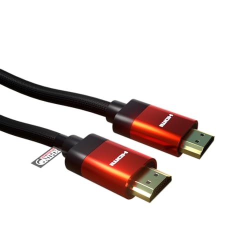 rhinocables 8K HDMI Kabel High Speed Premium HDTV geflochtenes Kabel 3D, ARC, HDR 8K @ 60HZ, 4K @ 120HZ mit Ethernet, Smart TV, Fire TV, X Box, Gaming, Video Display (1m, Kupfer) von rhinocables