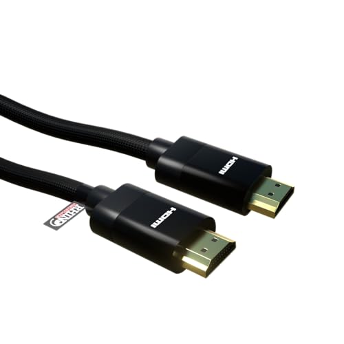 rhinocables 8K HDMI Kabel High Speed Premium HDTV geflochtenes Kabel 3D, ARC, HDR 8K @ 60HZ, 4K @ 120HZ mit Ethernet, Smart TV, Fire TV, X Box, Gaming, Video Display (1m, Schwarz) von rhinocables