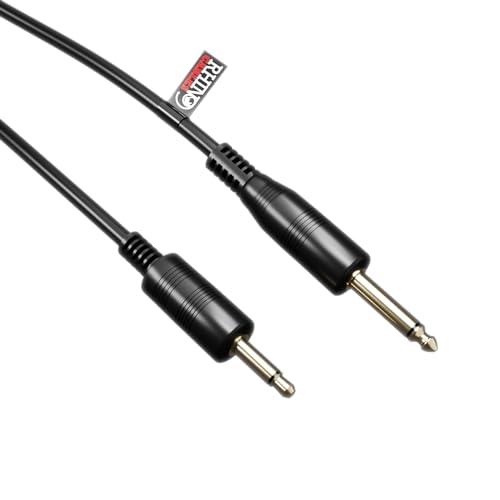 rhinocables Audiokabel, 3,5 mm auf 6,35 mm Mono-Klinkenstecker, TS-AUX-Soundkabel, Stecker (6,35 mm, ¼ in auf 3,5 mm, 1/8 Zoll) für Laptop, Gitarre, Verstärker, iPods, Tastaturen, Kopfhörer, von rhinocables