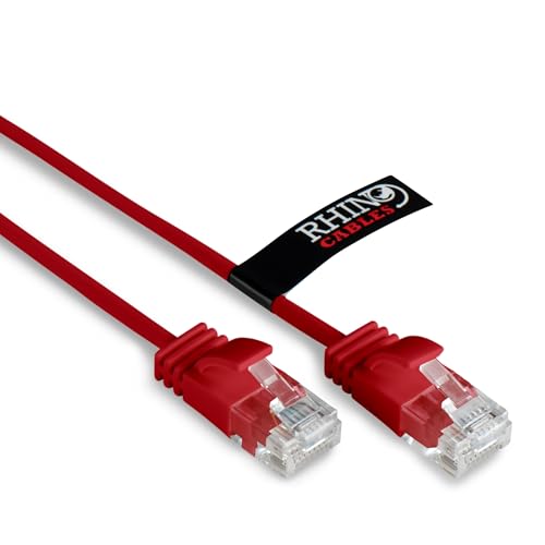 rhinocables CAT6 Netzwerkkabel Gigabit Super Dünn Schmal Flexibel Schnell Zuverlässig Ethernet LAN & Patchkabel Internet RJ45 Switch Router Modem Access Point (0,5m, Rot) von rhinocables