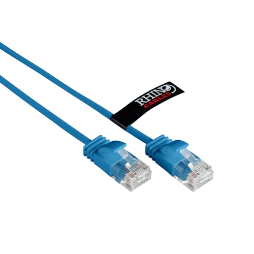rhinocables CAT6 Netzwerkkabel Gigabit Super Dünn Schmal Flexibel Schnell Zuverlässig Ethernet LAN & Patchkabel Internet RJ45 Switch Router Modem Access Point (1,5m, Blau) von rhinocables