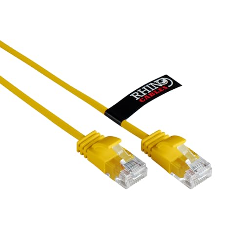 rhinocables CAT6 Netzwerkkabel Gigabit Super Dünn Schmal Flexibel Schnell Zuverlässig Ethernet LAN & Patchkabel Internet RJ45 Switch Router Modem Access Point (1,5m, Gelb) von rhinocables