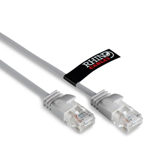 rhinocables CAT6 Netzwerkkabel Gigabit Super Dünn Schmal Flexibel Schnell Zuverlässig Ethernet LAN & Patchkabel Internet RJ45 Switch Router Modem Access Point (1m, Grau) von rhinocables