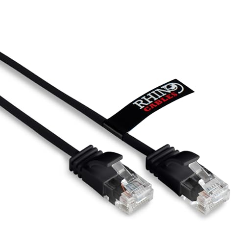 rhinocables CAT6 Netzwerkkabel Gigabit Super Dünn Schmal Flexibel Schnell Zuverlässig Ethernet LAN & Patchkabel Internet RJ45 Switch Router Modem Access Point (2m, Schwarz) von rhinocables