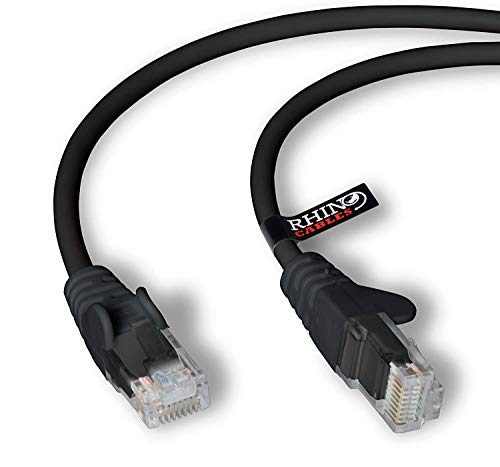 rhinocables Cat6 Netzwerkkabel, Ethernet, Lan & Patch Kabel, RJ45 Molded Verlegekabel Patchkabel für: UTP Switch Router Modem Patchpannel Access Point (15m, Schwarz) von rhinocables