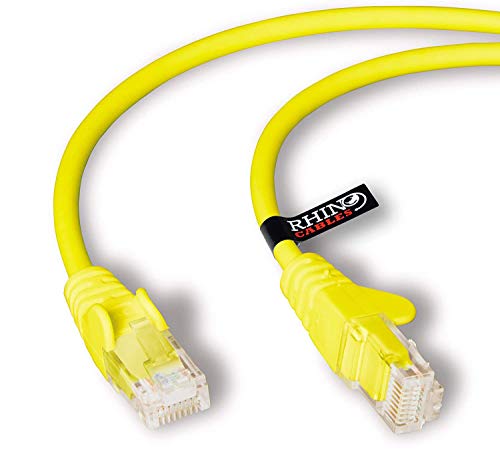 rhinocables Cat6 Netzwerkkabel, Ethernet, Lan & Patch Kabel, RJ45 Molded Verlegekabel Patchkabel für: UTP Switch Router Modem Patchpannel Access Point (1m, Gelb) von rhinocables