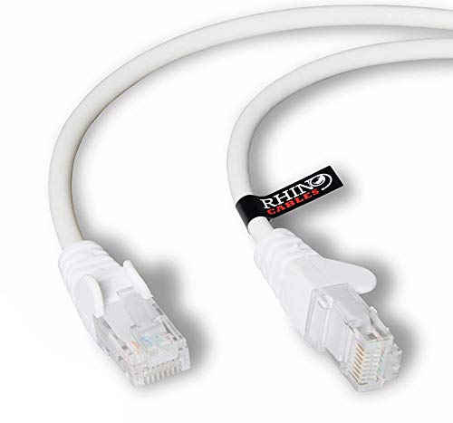 rhinocables Cat6 Netzwerkkabel, Ethernet, Lan & Patch Kabel, RJ45 Molded Verlegekabel Patchkabel für: UTP Switch Router Modem Patchpannel Access Point (1m, Weiß) von rhinocables