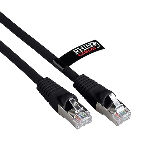 rhinocables Cat6A Netzwerkkabel Patchkabel Schnell Gigabit Ethernet LAN Ethernetkabel Kompatibel zu CAT5e CAT6 CAT6A für Switch Router Modem Smart TV Xbox (0,5m, Schwarz) von rhinocables