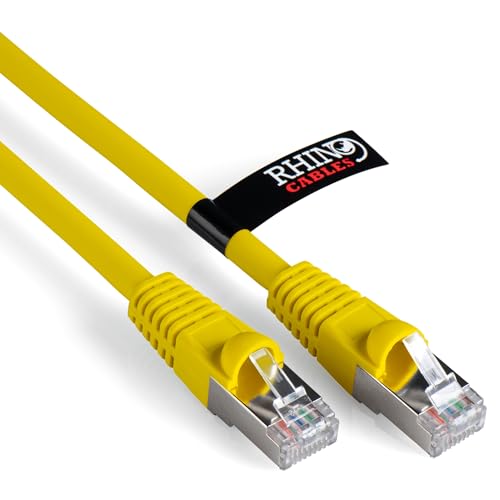 rhinocables Cat6A Netzwerkkabel Patchkabel Schnell Gigabit Ethernet LAN Ethernetkabel Kompatibel zu CAT5e CAT6 CAT6A für Switch Router Modem Smart TV Xbox (10m, Gelb) von rhinocables