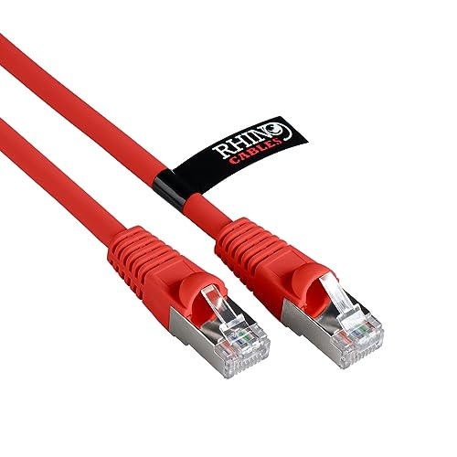 rhinocables Cat6A Netzwerkkabel Patchkabel Schnell Gigabit Ethernet LAN Ethernetkabel Kompatibel zu CAT5e CAT6 CAT6A für Switch Router Modem Smart TV Xbox (10m, Rot) von rhinocables