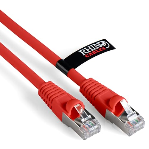 rhinocables Cat6A Netzwerkkabel Patchkabel Schnell Gigabit Ethernet LAN Ethernetkabel Kompatibel zu CAT5e CAT6 CAT6A für Switch Router Modem Smart TV Xbox (10m, Rot) von rhinocables