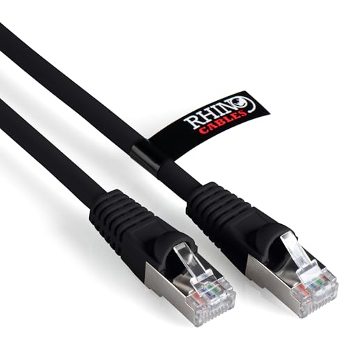 rhinocables Cat6A Netzwerkkabel Patchkabel Schnell Gigabit Ethernet LAN Ethernetkabel Kompatibel zu CAT5e CAT6 CAT6A für Switch Router Modem Smart TV Xbox (15m, Schwarz) von rhinocables