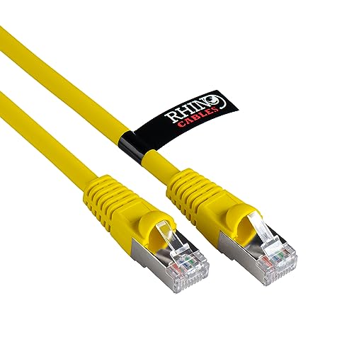 rhinocables Cat6A Netzwerkkabel Patchkabel Schnell Gigabit Ethernet LAN Ethernetkabel Kompatibel zu CAT5e CAT6 CAT6A für Switch Router Modem Smart TV Xbox (20m, Gelb) von rhinocables