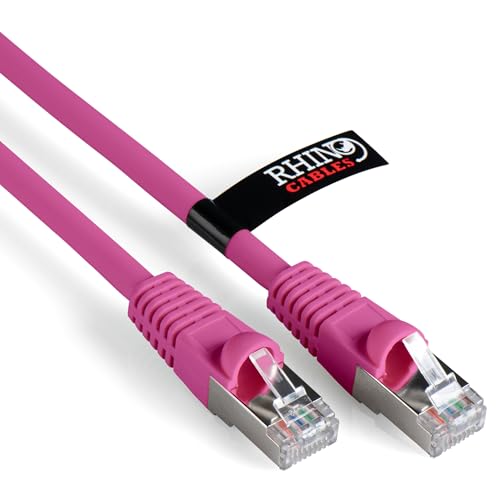 rhinocables Cat6A Netzwerkkabel Patchkabel Schnell Gigabit Ethernet LAN Ethernetkabel Kompatibel zu CAT5e CAT6 CAT6A für Switch Router Modem Smart TV Xbox (2m, Rosa) von rhinocables