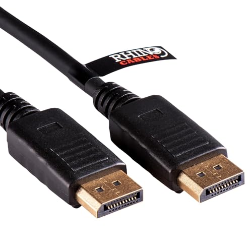 rhinocables DisplayPort zu DisplayPort Kabel, 0,5 m – 15 m langes DP auf DP Kabel mit sicherem vergoldetem Verriegelungsstecker für Monitor, HDTV, PC und Grafikkarte (15 m, Standard) von rhinocables