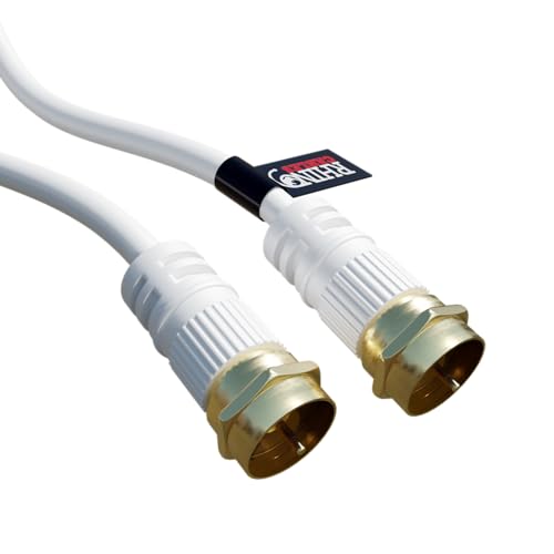 rhinocables F-Stecker SAT Antennenkabel an Stecker für TV, Sky Q, Sky HD, Sky + und Freesat (1,5m, Weiß) von rhinocables