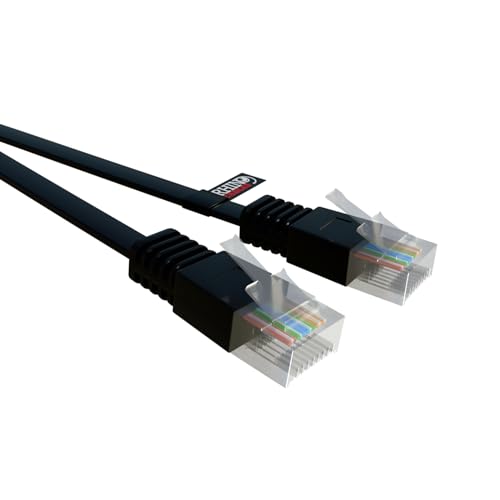 rhinocables Flach Ethernet-Netzwerk Cat5e Patchkabel Low Profile RJ45 Cat 5-Internet-Kabel (0,5m (50cm), Schwarz) von rhinocables