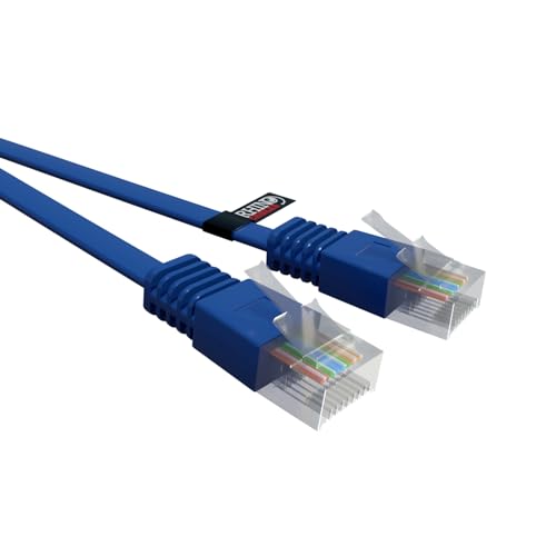 rhinocables Flach Ethernet-Netzwerk Cat5e Patchkabel Low Profile RJ45 Cat 5-Internet-Kabel (10m, Blau) von rhinocables