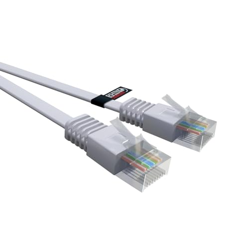 rhinocables Flach Ethernet-Netzwerk Cat5e Patchkabel Low Profile RJ45 Cat 5-Internet-Kabel (10m, Grau) von rhinocables