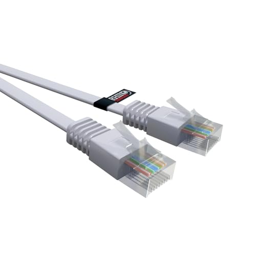 rhinocables Flach Ethernet-Netzwerk Cat5e Patchkabel Low Profile RJ45 Cat 5-Internet-Kabel (20m, Grau) von rhinocables