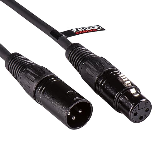 rhinocables Mikrofonkabel Premium XLR Stecker auf XLR Buchse Verlängerung Mic Kabel 3- pol Schwarz (1m) von rhinocables