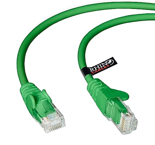 rhinocables Netzwerkkabel, Ethernet, LAN & Patch Kabel, RJ45 Molded Cat5e Verlegekabel Patchkabel für: UTP - Switch Router - Modem - Patchpannel - Access Point – Patchfelder (1m, Grün) von rhinocables