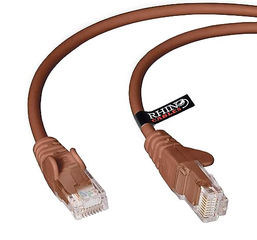 rhinocables Netzwerkkabel, Ethernet, Lan & Patch Kabel, RJ45 Molded Cat5e Verlegekabel Patchkabel für: UTP - Switch Router - Modem - Patchpannel - Access Point – Patchfelder (10m, Braun) von rhinocables