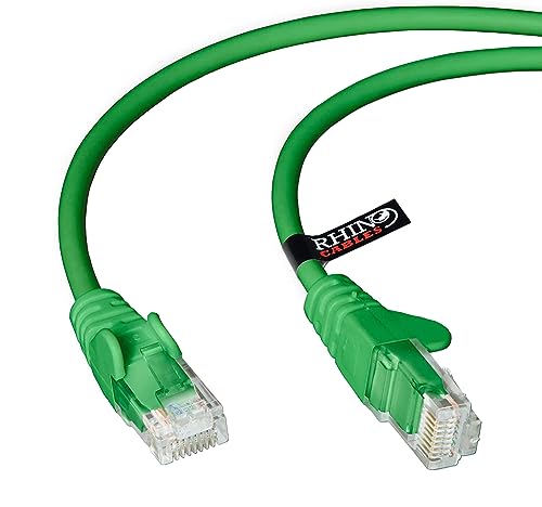 rhinocables Netzwerkkabel, Ethernet, Lan & Patch Kabel, RJ45 Molded Cat5e Verlegekabel Patchkabel für: UTP - Switch Router - Modem - Patchpannel - Access Point – Patchfelder (20m, Grün) von rhinocables