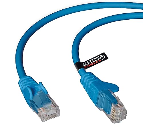 rhinocables Netzwerkkabel, Ethernet, Lan & Patch Kabel, RJ45 Molded Cat5e Verlegekabel Patchkabel für: UTP - Switch Router - Modem - Patchpannel - Access Point – Patchfelder (2m, Blau) von rhinocables