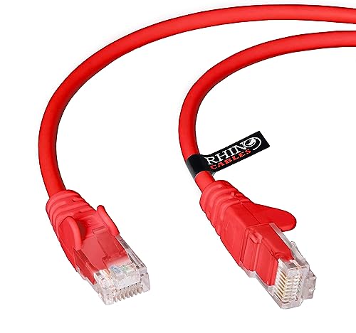 rhinocables Netzwerkkabel, Ethernet, Lan & Patch Kabel, RJ45 Molded Cat5e Verlegekabel Patchkabel für: UTP - Switch Router - Modem - Patchpannel - Access Point – Patchfelder (2m, Rot) von rhinocables
