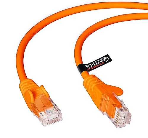 rhinocables Netzwerkkabel, Ethernet, Lan & Patch Kabel, RJ45 Molded Cat5e Verlegekabel Patchkabel für: UTP - Switch Router - Modem - Patchpannel - Access Point – Patchfelder (Orange 1,50 m) von rhinocables