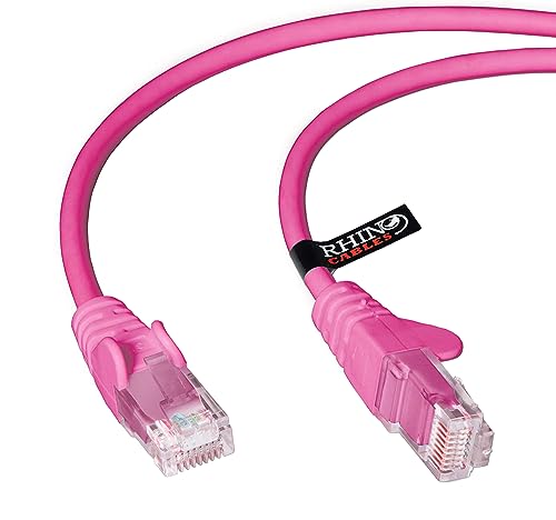 rhinocables Netzwerkkabel, Ethernet, Lan & Patch Kabel, RJ45 Molded Cat5e Verlegekabel Patchkabel für: UTP - Switch Router - Modem - Patchpannel - Access Point – Patchfelder (Rosa 0,50m) von rhinocables