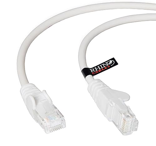 rhinocables Netzwerkkabel, Ethernet, Lan & Patch Kabel, RJ45 Molded Cat5e Verlegekabel Patchkabel für: UTP - Switch Router - Modem - Patchpannel - Access Point – Patchfelder (Weiß 1,50 m) von rhinocables