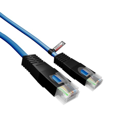 rhinocables RJ45 Cat5 Farbige Ethernet Netzwerkkabel Crossover XOVER Cable Network LAN CAT5e-Patch-Kabel Xbox PS4 PC zu PC (10m, Blau) von rhinocables
