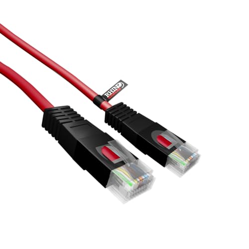 rhinocables RJ45 Cat5 Farbige Ethernet Netzwerkkabel Crossover XOVER Cable Network LAN CAT5e-Patch-Kabel Xbox PS4 PC zu PC (10m, Rot) von rhinocables