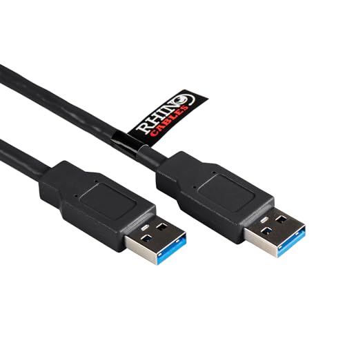 rhinocables USB 3.0 Super Speed Kabel - USB A-Stecker zu USB A-Stecker - Übertragungsraten bis zu 5Gbit/s Schwarz (2m) von rhinocables