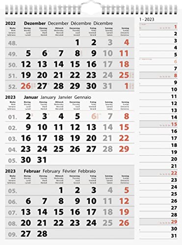 rido/idé 3-Monatskalender 2023 30 x 39 cm, einteilig Fond: grau: 1 Blatt = 3 Monate von rido/idé