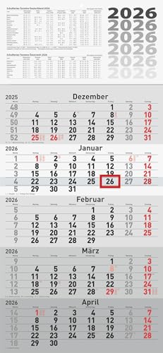 rido/idé 5-Monatskalender 2026 | grau, 300×630 mm von rido/idé