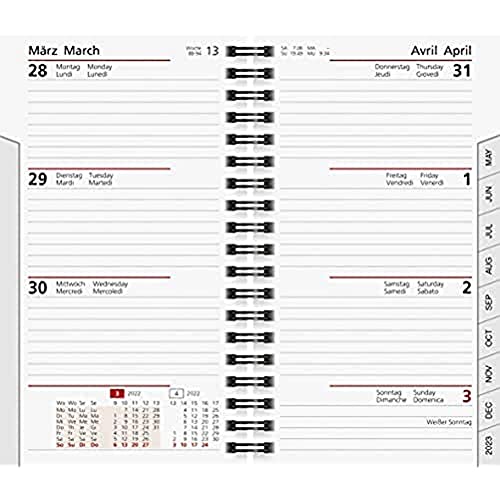 rido/idé 7017810002 Taschenkalender Ersatzkalendarium Taschenplaner int., 2 Seiten = 1 Woche, 87 x 153 mm, Karton-Umschlag, Kalendarium 2022, Wire-O-Bindung von rido/idé