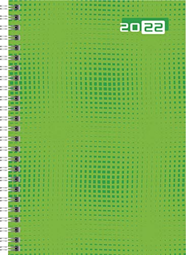 rido/idé 7021007012 Buchkalender futura 2, 2 Seiten = 1 Woche, 148 x 208 mm, Grafik-Einband grün, Kalendarium 2022, Wire-O-Bindung von rido/idé