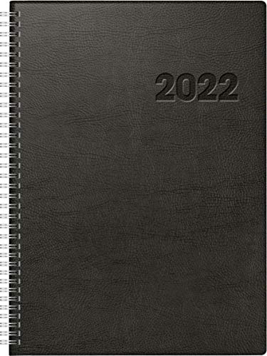 rido/idé 7027501902 Buchkalender Conform, 1 Seite = 1 Tag, 210 x 291 mm, Kunststoff-Decke schwarz, Kalendarium 2022, Wire-O-Bindung von rido/idé