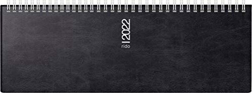 rido/idé 7036142902 Tischkalender/Querterminbuch septant, 2 Seiten = 1 Woche, 305 x 105 mm, Schaumfolien-Einband Catana schwarz, Kalendarium 2022, Wire-O-Bindung von rido/idé