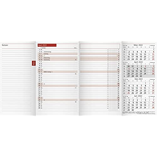 rido/idé 7040300002 Taschenkalender TM 12 Ersatzkalendarium, 2 Seiten = 1 Monat, 87 x 153 mm, Karton-Umschlag, Kalendarium 2022, plus Ausklappteil von rido/idé