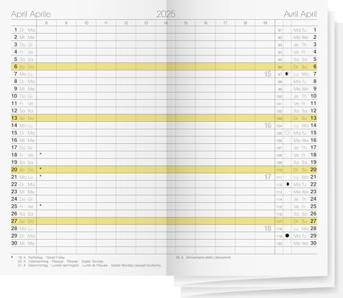 rido/idé Monats-Ersatzkalendarium Modell GILET-Planer (2025), 2 Seiten = 1 Monat, A7, weiß von rido/idé