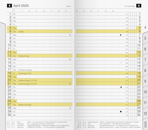 rido/idé Monats-Ersatzkalendarium Modell M-Planer (2025), 2 Seiten = 1 Monat, A6, 32 Seiten, weiß von rido/idé