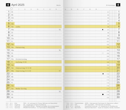 rido/idé Monats-Ersatzkalendarium Modell M-Planer (2025), 2 Seiten = 1 Monat, A6, 32 Seiten, weiß von rido/idé