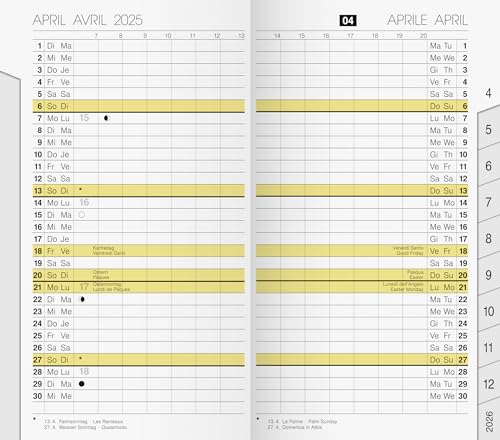 rido/idé Monats-Ersatzkalendarium viersprachig Modell M-Planer (2025), 2 Seiten = 1 Monat, A6, 32 Seiten, weiß von rido/idé
