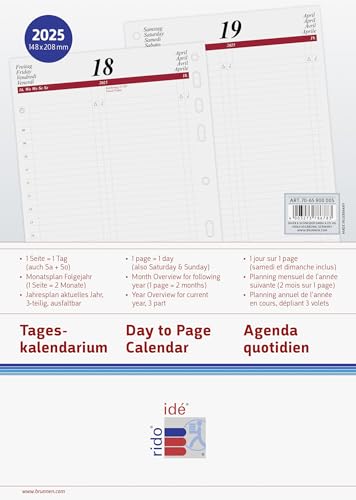 rido/idé Tageskalendarium Timing 1 (2025), 1 Seite = 1 Tag, A5, 448 Seiten von rido/idé